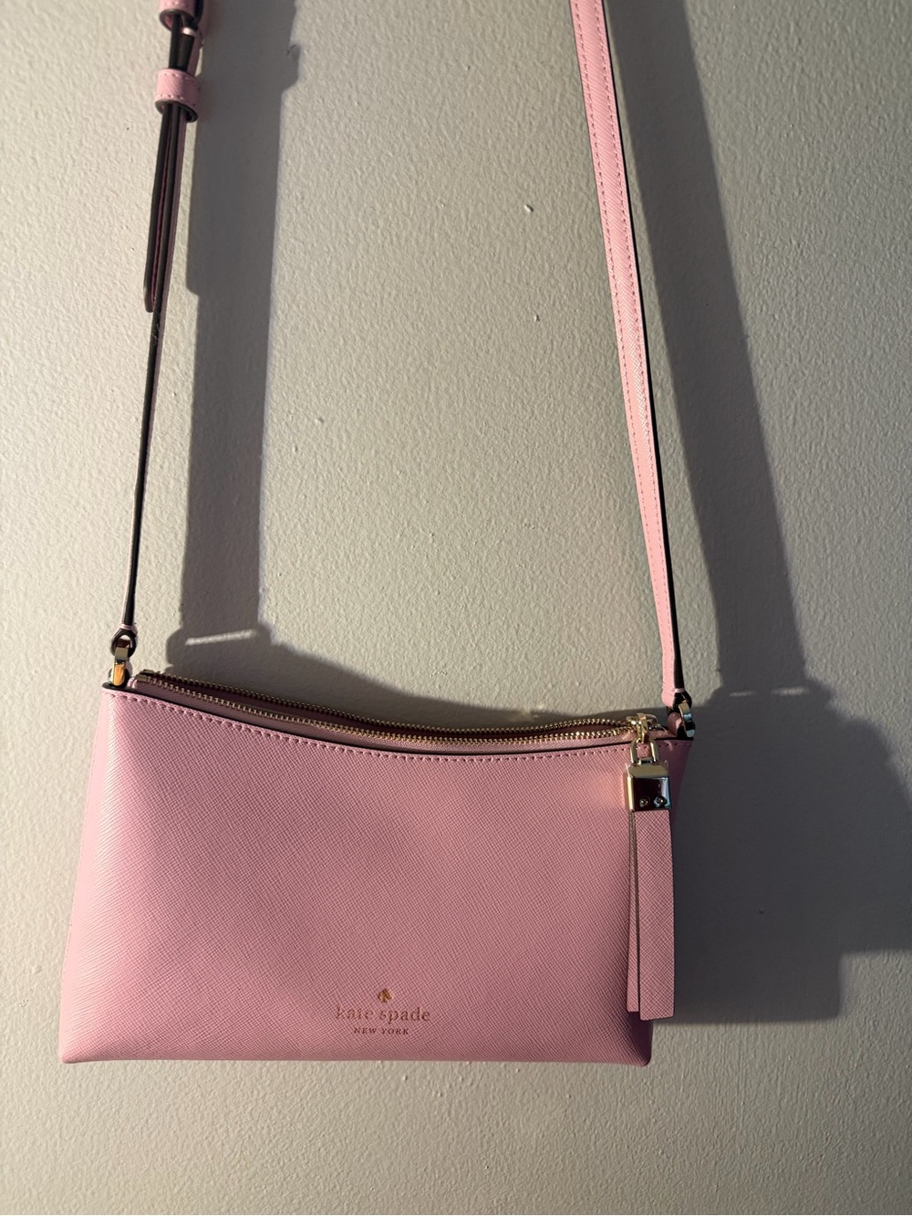 Kate spade Pink saffiano Leather Crossbody Shoulder Bag - Sleek Everyday Purse